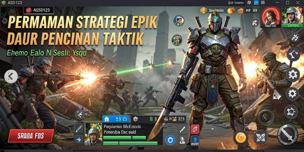 Screenshot utama menampilkan gameplay taktis dan menarik dari ASD123.