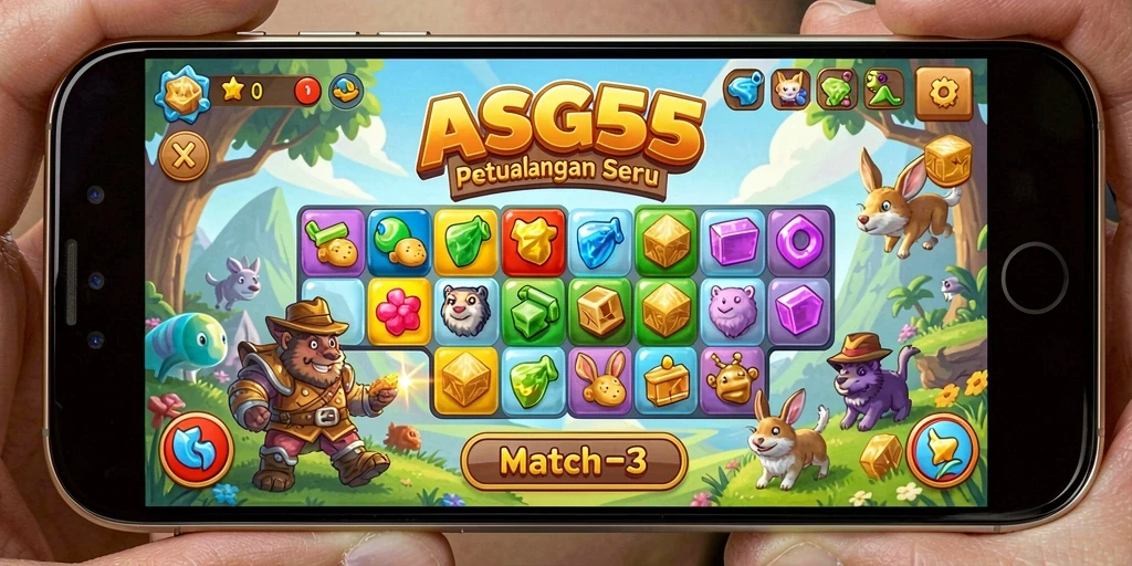 Gameplay ASG55 menampilkan kombinasi elemen warna-warni yang menarik.