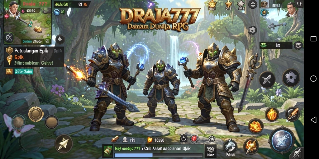 Tampilan epic dari gameplay DRAJA777 dengan pertarungan RPG yang seru.