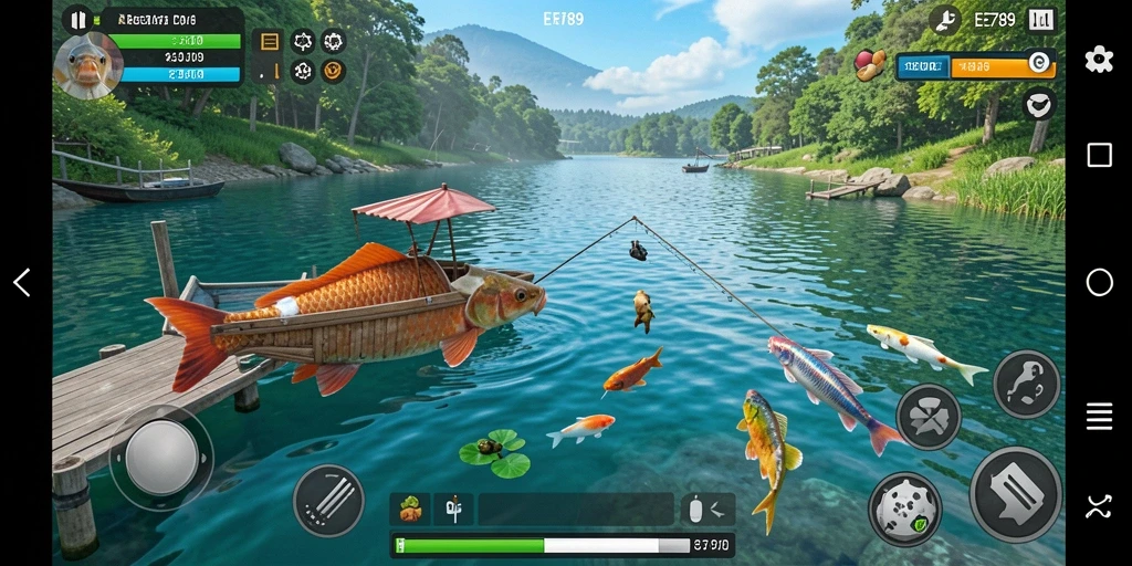 Tampilan menakjubkan dari gameplay EE789 yang penuh aksi memancing.