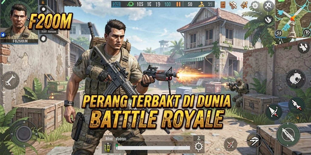 Gameplay mendebarkan F200M dalam pertempuran Battle Royale.