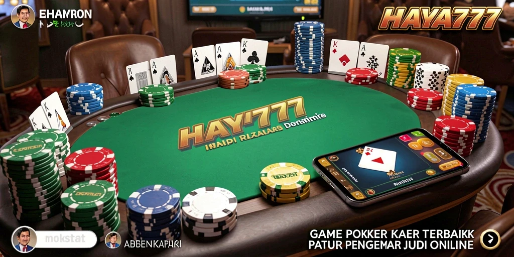 Tampilan utama HAYA777 dengan gameplay Poker yang mendebarkan.