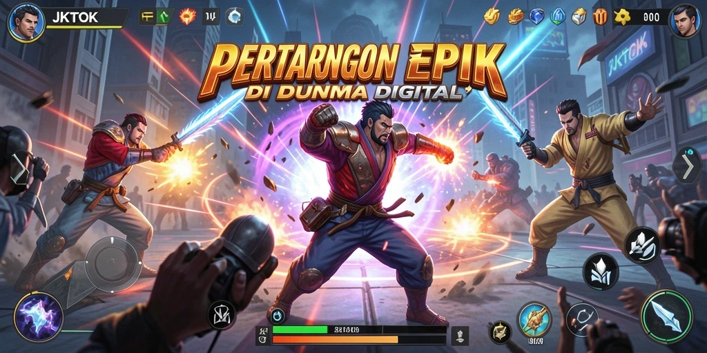 Screenshot menampilkan gameplay penuh aksi dari JKTOK.