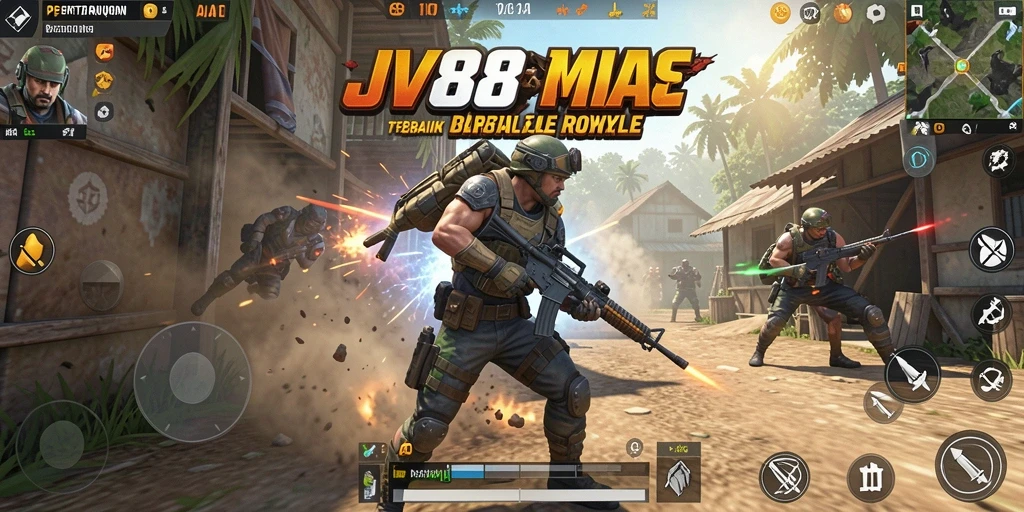 Tampilan gameplay menegangkan di arena Battle Royale JV88.
