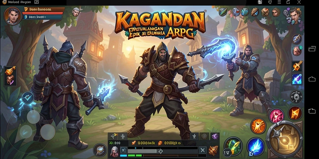 Screenshot gameplay KAGANDAN menampilkan pertarungan seru di dunia fantasi.