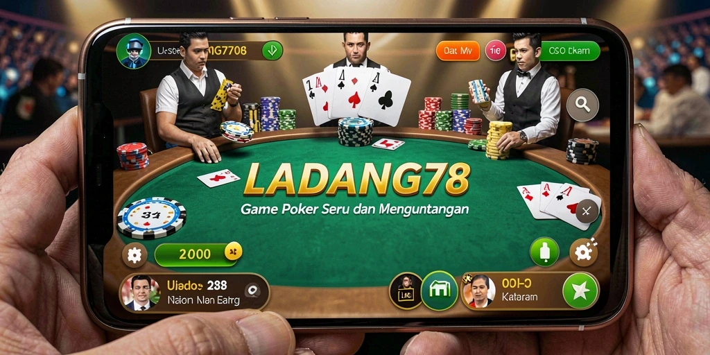 Tampilan gameplay Poker yang mendebarkan dan interaktif.
