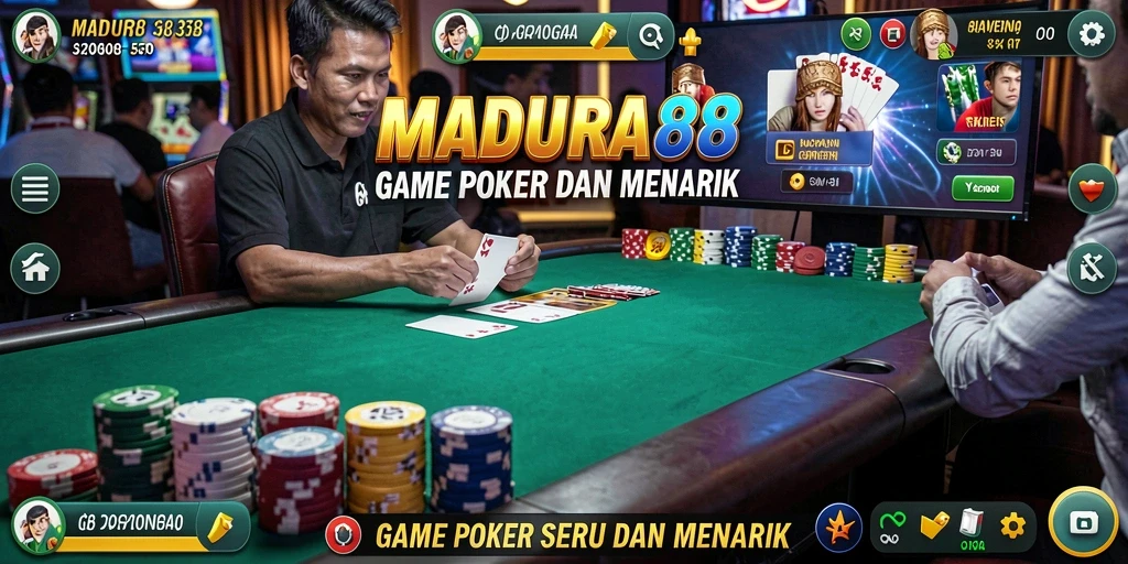Tampilan gameplay Poker di MADURA88 yang menegangkan.