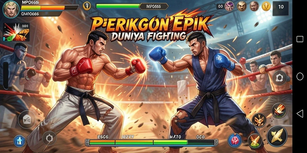 Screenshot MPO666 menunjukkan aksi pertarungan mendebarkan di arena.