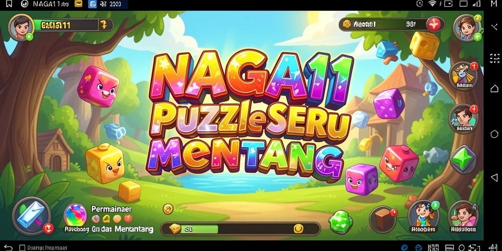 Screenshot gameplay NAGA11 menampilkan teka-teki menarik dengan desain yang cerah.