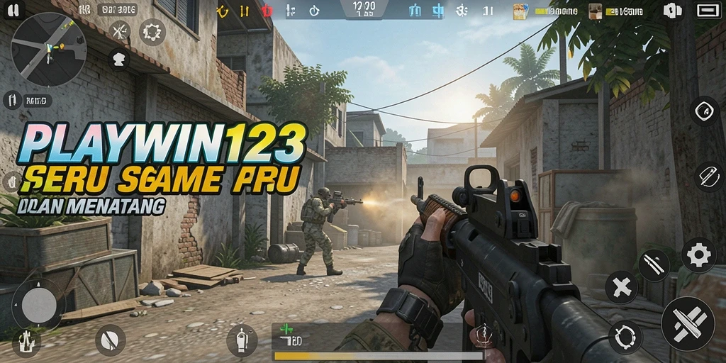 Tampilan gameplay intens dari PLAYWIN123 dalam mode FPS.