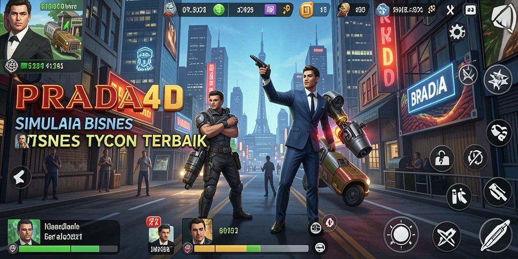 Tampilan gameplay PRADA4D yang menantang dalam simulasi bisnis Tycoon.