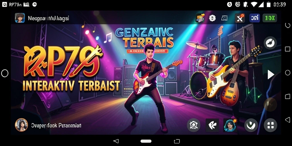 Tampilan gameplay RP79 dengan antarmuka musik yang interaktif.