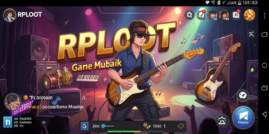 Tampilan gameplay RPLOOT dengan pengguna yang menikmati lagu.