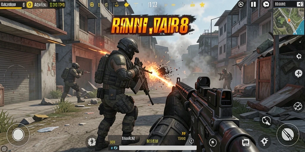 Tampilan gameplay RSNVIP8 menampilkan aksi seru dalam pertempuran TPS.