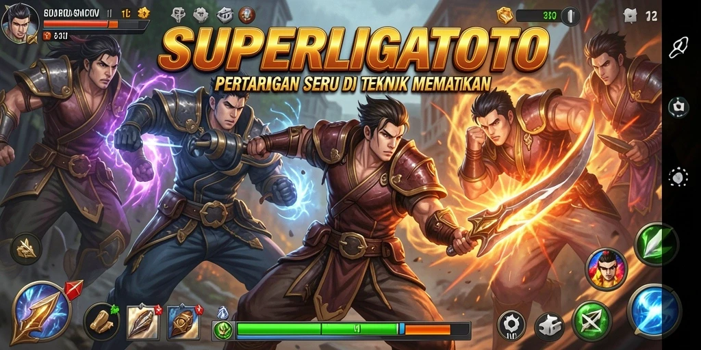 Tampilan dinamis pertarungan karakter dalam SUPERLIGATOTO.