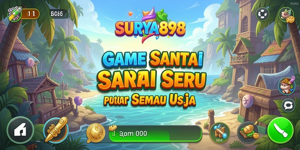 Tangkapan layar menunjukkan gameplay menarik dan karakter lucu dalam SURYA898.