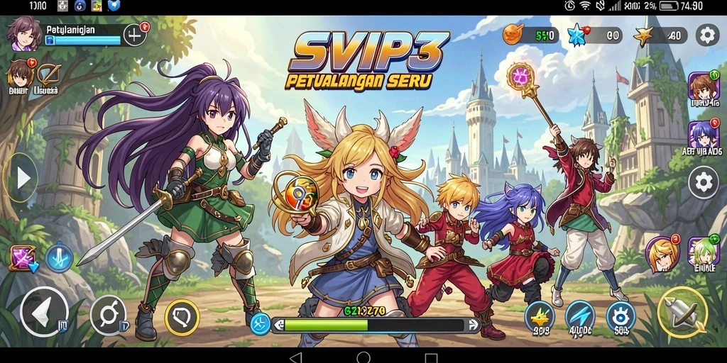 Menampilkan gameplay seru dalam dunia Anime yang penuh warna.