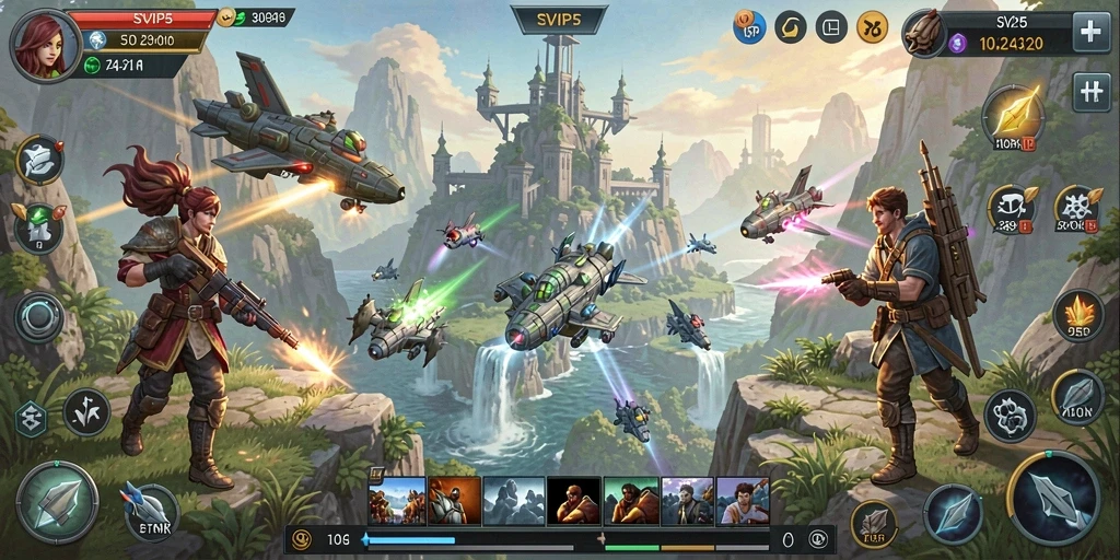 Tangkapan layar gameplay SVIP5 dengan strategis membangun kerajaan.