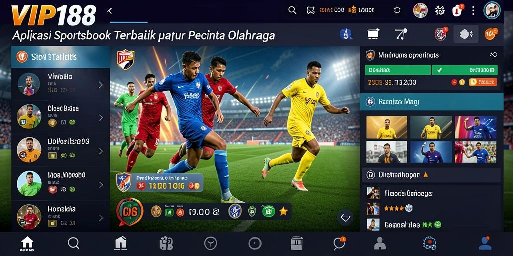 Screenshot utama VIP188 menampilkan tampilan gameplay Sportsbook yang menarik.