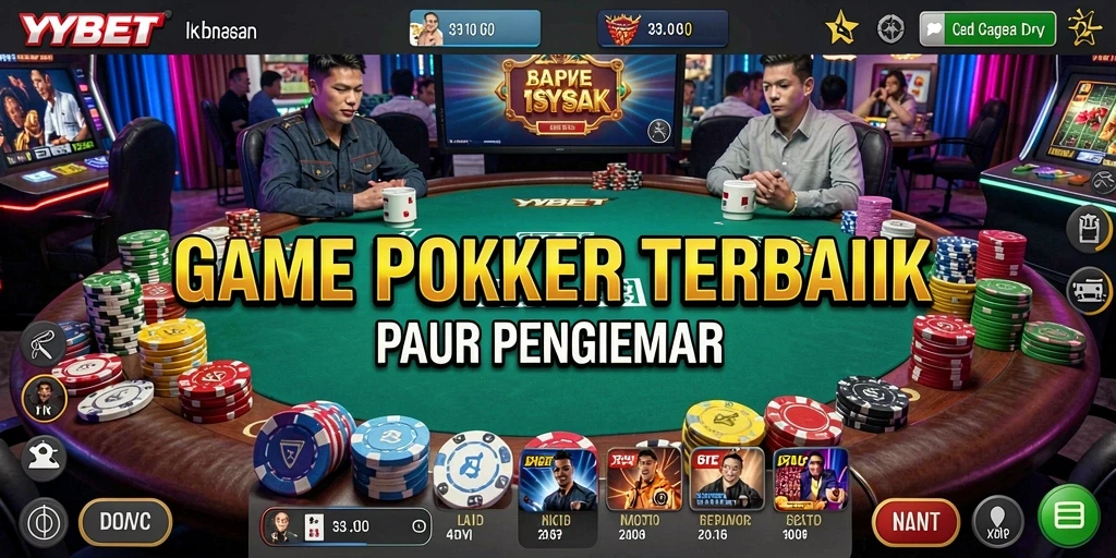 Tangkapan layar YYBET menampilkan beragam aksi seru dalam permainan Poker.